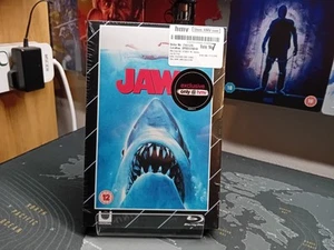 JAWS HMV EXCLUSIVE VHS RANGE 2 DISC BLU-RAY +DVD COLLECTORS EDITION NEW SEALED - Picture 1 of 7