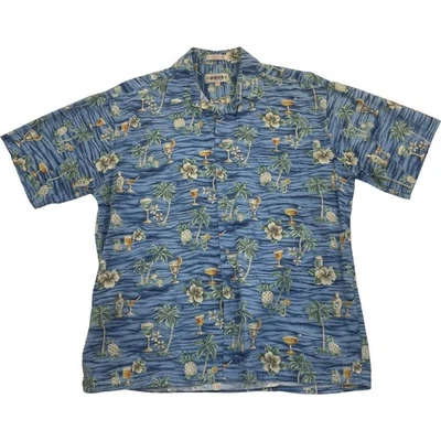 Campera Moda Hawaiian Print Short Sleeve Blue Casual Shirt Mens Large - Image 1 of 4