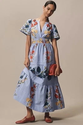 ANTHROPOLOGIE SOMERSET MAXI DRESS BLUE FLORAL WOMEN SIZE XS NEW NWT - Image 1 of 3