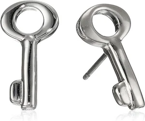 Marc By Marc Jacobs Lost & Found Key Argento Silver Studs Key Motif Earrings - Picture 1 of 2
