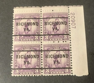 US Precancel Plate Block 1932 3c purple Olympics PSS# 255 MNH - Picture 1 of 2