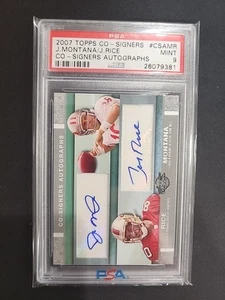 2007 Topps CO-SIGNERS Joe Montana Jerry Rice Dual Auto PSA 9 Low Pop Very Rare - Picture 1 of 10