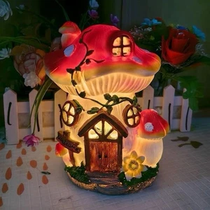 Solar Light Mushroom 20x15cm Sculpture Garden Ornament Statue outdoor  Law Decor - Picture 1 of 10