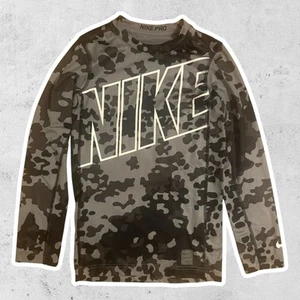 Nike Shirt Boys Large Pro Compression Black Camo Dri Fit Youth Spots - Picture 1 of 6