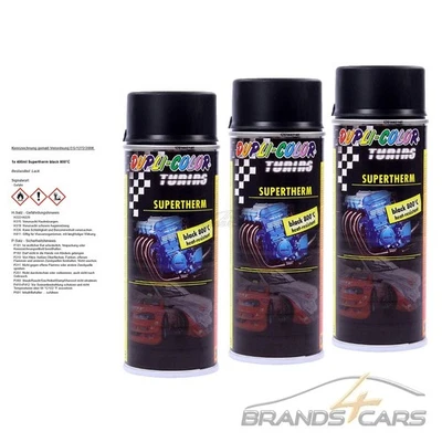 3x 400ml DUPLI COLOR SUPERTHERM BLACK 800°C AUSPUFFLACK MOTORLACK HITZELACK - Bild 1 von 4