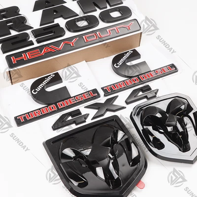 7X FOR 2013-2018 RAM 2500 HEAVY DUTY SIDE BLACK EMBLEM FRONT & REAR HEAD BADGE Foto 1 de 4