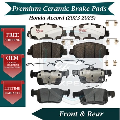 Front & Rear Ceramic Brake Pads Kit For 2023-2025 Honda Accord Lifetime Warranty - Image 1 of 4