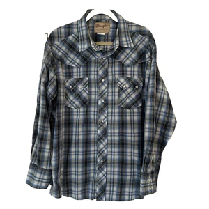 Camisa de trabajo occidental vintage Wrangler abotonada para hombre 2XL botones de perlas - Imagen 1 de 10