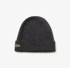 Lacoste Mens Beanie Hat Grey Ribbed Wool RB3502 - Picture 1 of 4