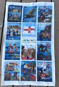 tea towel the guernsey tapestry 12 scenes cotton made in UK - Picture 1 of 2