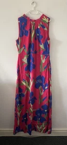 Phase Eight Maxi Dress Summer Holiday Floral Pink Size 16 Tie Cruise Sleeveless - Picture 1 of 8