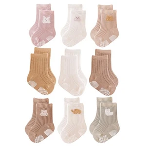 Baby Crew Socks,Grips Combed Cotton Socks Toddler Non-Skid for Girls,Boys Non... - Picture 1 of 6
