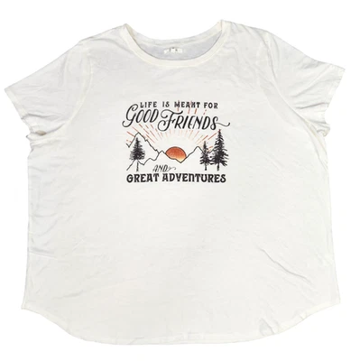 Maurices White Outdoor Adventure & Friends Graphic SS T-Shirt - Women's 2X - Image 1 of 4