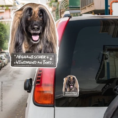 Afghanischer Windhund an Bord Autoaufkleber Hunde 10cm o. 20cm | 0922 - Bild 1 von 2