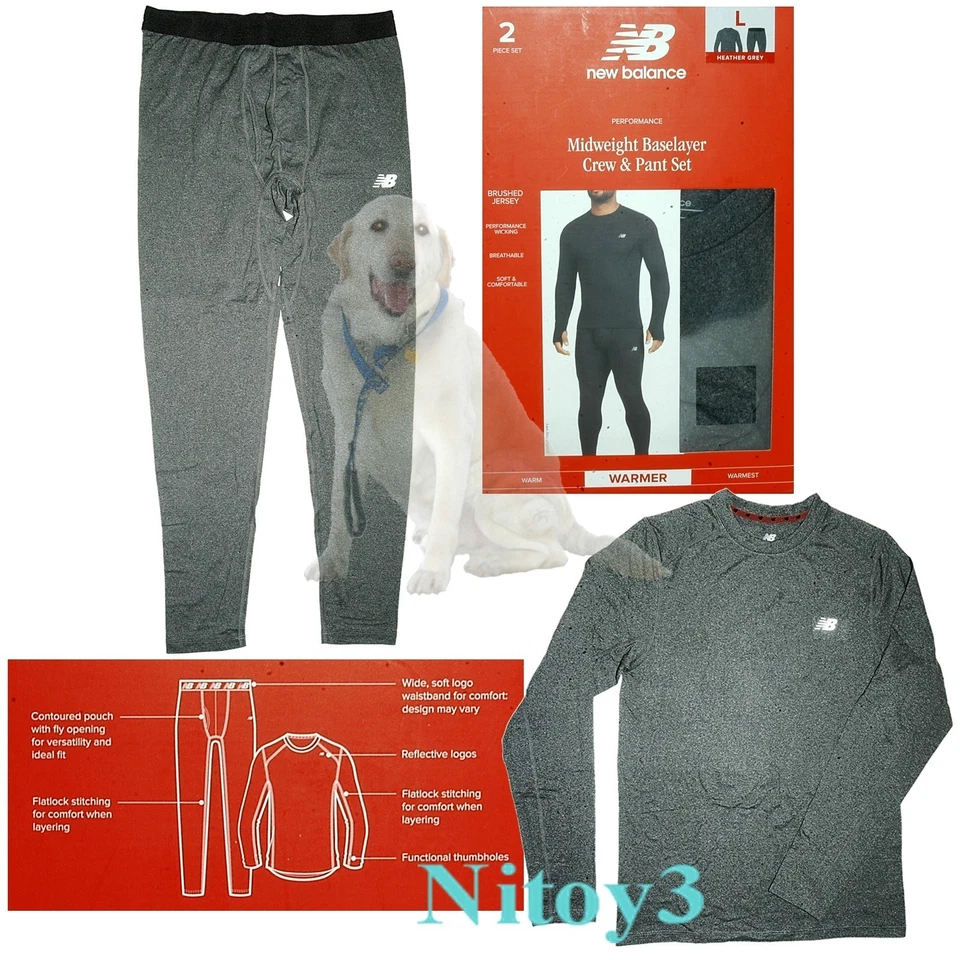 New Balance Performance Midweight Thermal Base Layer Pants/Long Sleeve-Men Large - Image 1 of 1