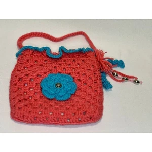 NWOT child's purse handmade crochet lined and embellished. SUPER CUTE!! - Picture 1 of 9