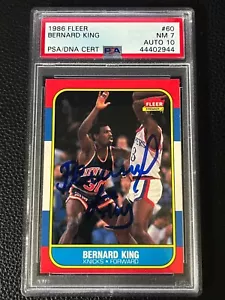 Bernard King NY Knicks 1986 Fleer #60 Signed Autograph PSA DNA NM 7 Auto 10 - Picture 1 of 2