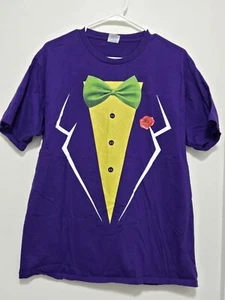 NWOT Retro Purple Tuxedo T shirt Green Bow Tie Red Rose Halloween Costume Men Lg - Picture 1 of 10
