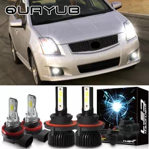 For Nissan Sentra 2004-2010 4pcs 6000K LED Headlight Hi/Lo + Fog Light Bulbs Kit - Bild 1 von 17