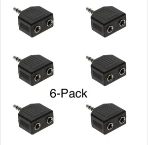 3.5mm Stereo TRS Plug to Dual 3.5mm Stereo Jack Splitter/AdapterConverter 6-Pack - Picture 1 of 3