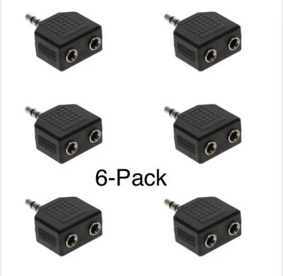 3.5mm Stereo TRS Plug to Dual 3.5mm Stereo Jack Splitter/AdapterConverter 6-Pack - Image 1 of 3
