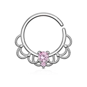 Septum Piercing Foldable Filigree Rhinestone Rose - Picture 1 of 1