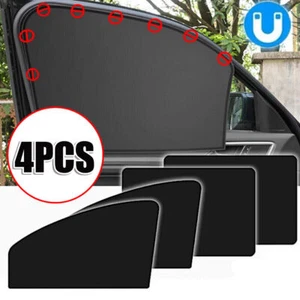 Magnetic Car Side Window Sun Shade Cover Visor Mesh Shield UV Block Protector 4x - Picture 1 of 12