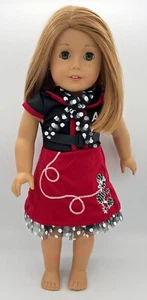 Skirt Red and Black Poodle Design Crinoline Belt for 18 Inch American Girl Doll - Picture 1 of 6