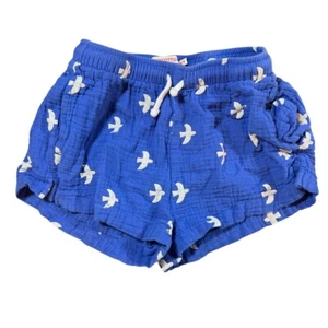 Tinycottons Kids Shorts Blue Bird Print 100% Cotton Gauzy Size 4Y Pull On - Picture 1 of 4