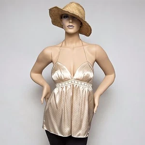 NWT Ingwa Melero Pearl Polka Dot Charmeuse Cuenca Spaghetti Top 52 CCST $276 Med - Picture 1 of 8