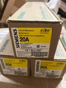 12 x BL2-020 Siemens Circuit Breaker 2P 20A 120/240V NEW in BOX - Picture 1 of 2