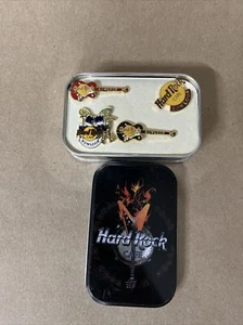 VINTAGE HARD ROCK CAFE KOWLOON PINS SET METALLGEHÄUSE DOSE HONGKONG SAMMLERSTÜCK NEU - Bild 1 von 9