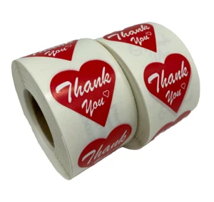 Adesivi Thank You | 1 1/8" Cuore Rosso | Sigillo Busta Spedizione | 500 Etichette - Foto 1 di 4