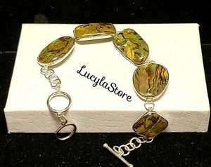 Lucas Lameth signiert Sterling Silber 925 Abalone Glieder Knebel Armband verstellbar - Bild 1 von 12