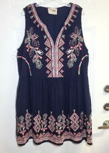 Savanna Jane Kleid Gr. 1X marine ärmellos geometrisch bestickt gefüttert Boho - Bild 1 von 10