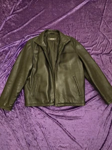 Kenneth Cole Reaction Men’s Black Leather Jacket Size XL Bomber Mid Length - Picture 1 of 6