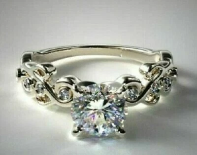 2.00 CT Round Cut Lab Created Diamond Womens Engagement Ring 14K White Gold Over - Image 1 of 4