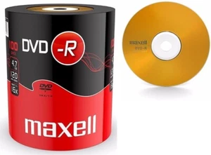 100 Genuine Maxell DVD-R 16x 4.7GB Blank DVD Media Discs Shrinkwrap - Picture 1 of 4