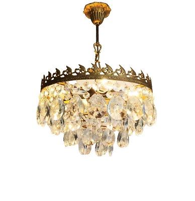 Lámpara Bohemia Original Vela Techo Cristal Antigua De Colección Foto 1 de 4