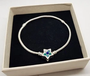 EDLES ARMBAND 925 SILBER Charm Murano Sicherheitskette Anhänger Pandora ZIRKONIA - Bild 1 von 3