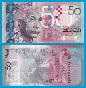 PRÜFSCHEIN Albert Einstein 50 ND 2011 UNC Thomas De La Rue Ausgabe - Bild 1 von 1