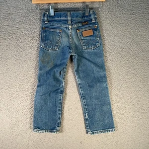 Vintage Wrangler 13MWZJP Kids Jeans Size 5 REG Made in USA Blue Denim Straight - Picture 1 of 12