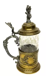 Rare CHOPE à couvercle " WMF " métal et cristal statuette XIXème siècle - Foto 1 di 14