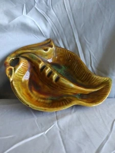 Vintage Maurice Of Calif. Brown Leaf Pottery Ashtray Pre-Owned - Picture 1 of 8