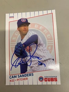 Tarjeta de equipo South Bend Cubs 2019 firmada Cam Sanders tarjeta IP automática - Imagen 1 de 1