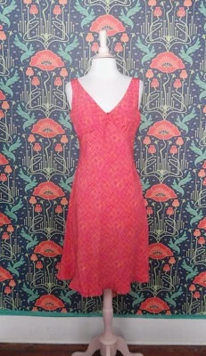 Vintage 90's Y2K Hot Pink Orange Grunge Slip Sleeveless Dress Express 7/8 - Image 1 of 4
