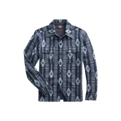 Ralph Lauren RRL Azul Cuadros Lana Cachemira Camisa de Trabajo Suéter Nuevo $845 Foto 1 de 3