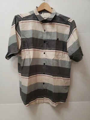 EZEKIEL MEN'S SHORT SLEEVE BUTTON UP SHIRT BLUE STRIPE LARGE L  - Image 1 of 4