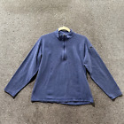 LL Bean 1/4 Zip Fleece Jacket Medium Blue Pullover Sweatshirt Pocket Casual