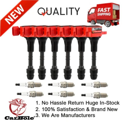 6 Pack Ignition Coil & Platinum Spark Plug For 2002-2006 Nissan Altima 3.5L V6 - Image 1 of 4